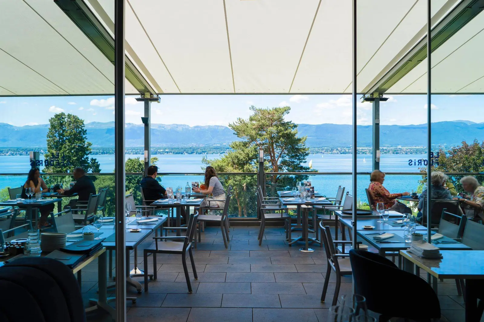 LeFloris terrace overlooking Lake Geneva