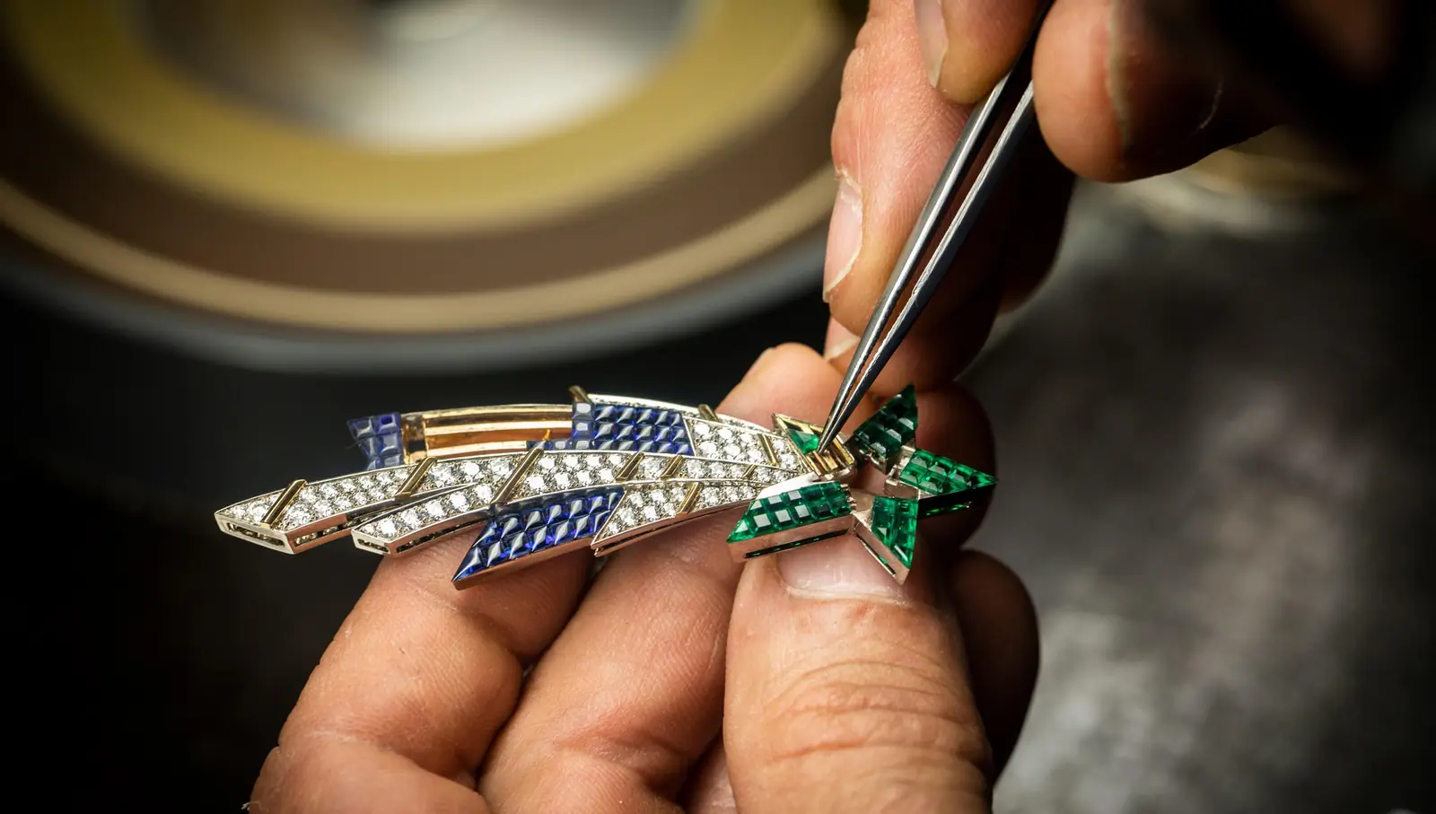 A jeweller setting precious stones, Richemont brand video