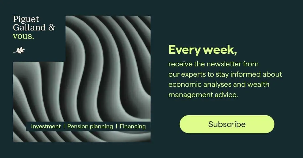 Piguet Galland newsletter banner, dark version