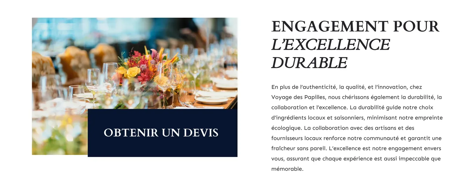 Commitment to sustainable excellence, with a quote button